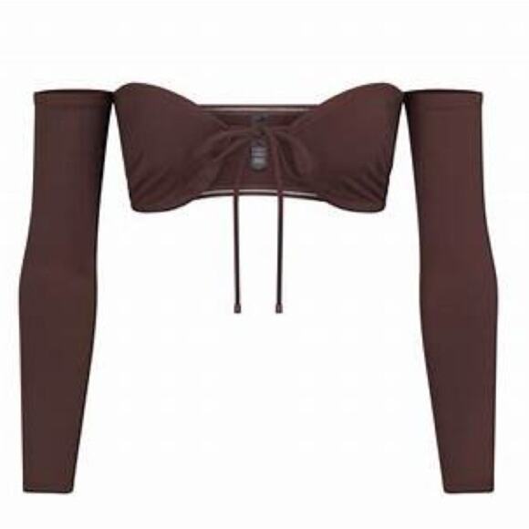 NWT Skims Long Sleeve‎ Bikini Top Only Cocoa 3X Swim Brown - Picture 1 of 5